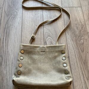 Like new perfect HAMMITT Duke Grey Natural silver Nubuck CROSSBODY Leather